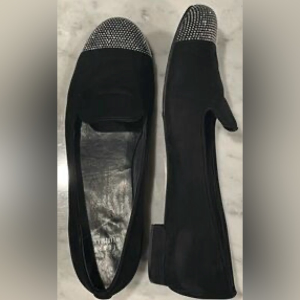 Stuart Weitzman Black Studded Loafers